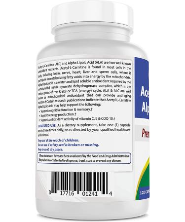 Best Naturals Acetyl L-Carnitine and Alpha Lipoic Acid 750mg 120 Capsules - Pack of 2 - Buy Online on GoSupps.com