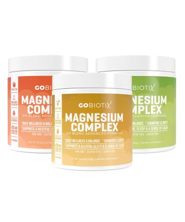 GoBiotix Magnesium Complex Powder Trio - 420mg, 60 Servings - Honey Citrus, Lemon Lime, Peach Tea