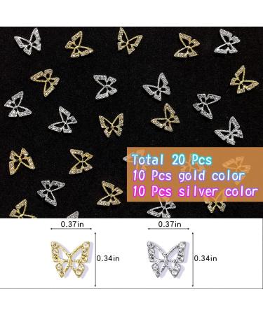20Pcs Alloy Butterfly Nail Charms - 3D Metal Rhinestones for Acrylic Nails | Shiny Crystal Nail Art Gems for DIY Manicure - Women's Nail Decoration Supplies - Buy Online on GoSupps.com