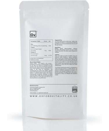 Zinc Copper Vitamin C Tablets for General Health, Hair, Skin, Nails | Oxford Vitality 500 - Buy Online on GoSupps.com
