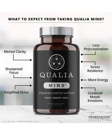 Qualia Mind Nootropic Supplement - Enhanced Memory & Focus Formula with 27+ Brain Boosters - Ginkgo biloba, Alpha GPC, Bacopa Monnieri - 154 Count - Buy Online on GoSupps.com