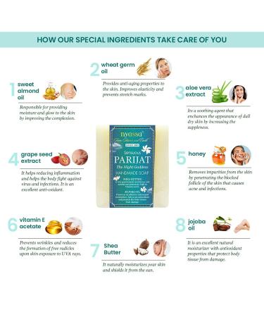 Nyassa Parijat Night Blooming Jasmine Soap - 150gm Handmade with Turmeric & Shea Butter | Paraben Free Cruelty Free Vegetarian - Shop Internationally - Buy Online on GoSupps.com