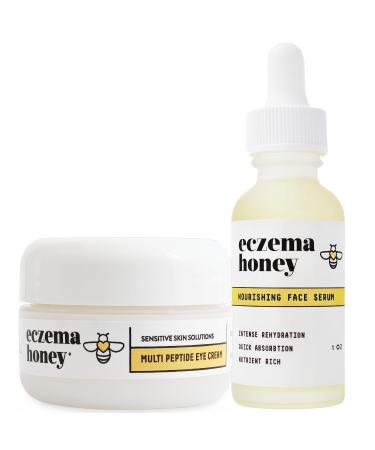 ECZEMA HONEY Multi Peptide Eye Cream & Nourishing Face Serum - Bundle for Sensitive & Dry Skin - Cruelty Free