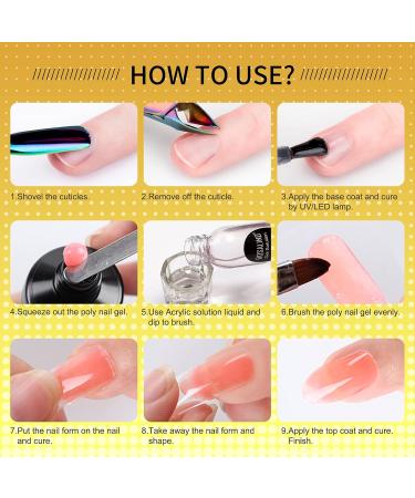 ROSALIND Orange Poly Nail Gel Kit 6 Colors 15ml Pink Clear Glitters Blue Orange and Black Nail Builder Gel Extension Tubes SetDIY Manicure at Home (Bright Multicolors) - Buy Online on GoSupps.com