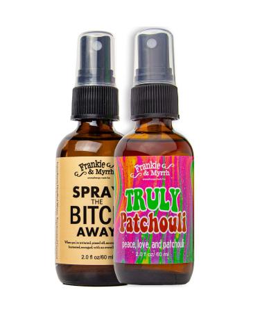 Frankie and Myrrh | Truly Patchouli and Spray the B Away 2-Pack Room Spray and Body Mist Aromatherapy | Essential Oil Natural Light Perfume/Cologne for Relaxation Energy