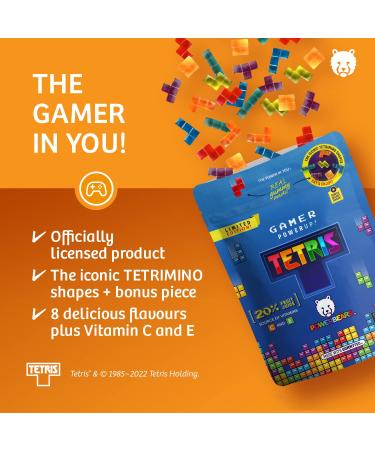 Powerbeaous Gamer Gummy Bears - Tetris Shaped 20% Juice & Vitamins 8 Fruity Flavors 4x125g Pack - Buy Online on GoSupps.com
