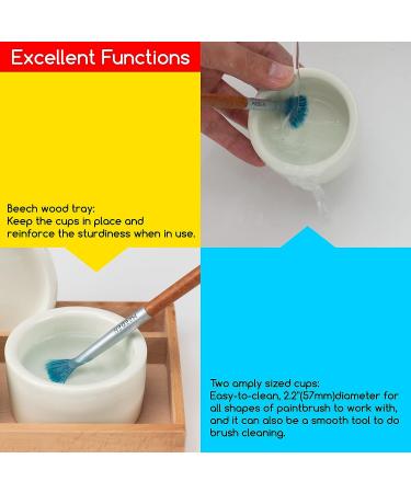 MEEDEN Ceramic Palette Cups - 2Pcs Porcelain Artist Paint Palette Cups with Lid and Beech Wood Tray for Oil Painting - Solvent and Oil Container - Buy Online on GoSupps.com