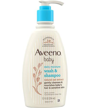 Aveeno Baby Daily Moisture Gentle Body Wash & Shampoo | 2-in-1 Bath & Hair Care | Tear-Free & Paraben-Free | Lightly Scented - 12 fl. oz - Buy Online on GoSupps.com