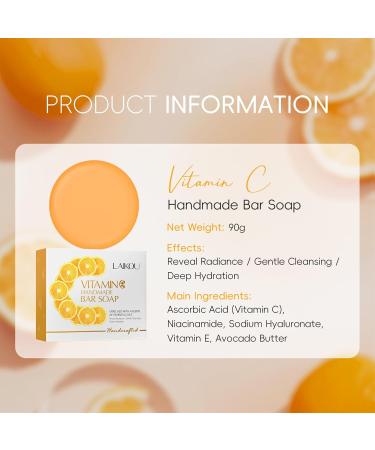  LAIKOU LAIKOU Vitamin C Soap Face and Body Soap 3 Pieces 90g Shower Soap Soap Bar for All Skin Types Facial and Body Cleansing - Buy Online on GoSupps.com