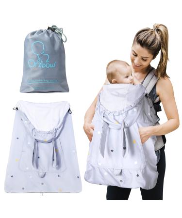 Orzbow Waterproof Baby Carrier Sun Cover Breathable Summer Baby Carrier Rain Cover with Sun Protection Windproof Baby Sling Cover with Hood and Zipper for Spring Autumn and Summer (Grey Rabbit) Grey Rabbit Air Mesh Lining