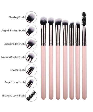 Pink Eye Makeup Brushes Set - 7 Essential Brushes for Eyeshadow, Blending, Crease, and Detailing - Buy Online on GoSupps.com