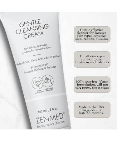 ZENMED Gentle Cleansing Cream - 100% Vegetarian Soap-Free Antioxidant-Rich Cleanser for Redness & Flushing Control - 6 oz - Buy Online on GoSupps.com