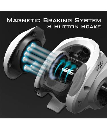 KastKing Crixus Baitcasting Reel 6.5:1 Gear Ratio | 17.6lbs Carbon Drag | Super Polymer Grips | Magnetic Brake | Low Profile Reel - Left-Handed Glacier White - Buy Online on GoSupps.com