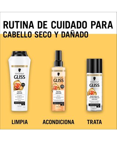  Gliss Gliss - Dry Hair Mask with Hydrating Keratin - Extra-Brillo Total Repair - 6 x 150ml Units (900ml) - Repair Range - Leave-in or Rinse-Out - Buy Online on GoSupps.com