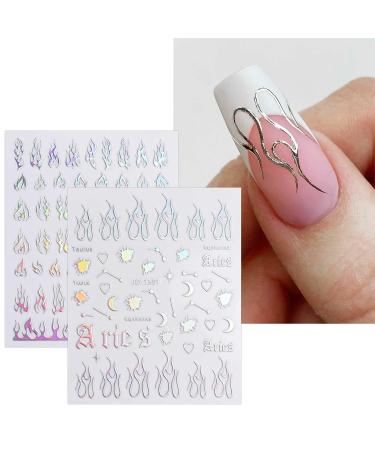 JMEOWIO 12 Sheets Aurora Nail Art Stickers - Holographic Butterfly Glitter Decals for Nail Design - Buy Online on GoSupps.com