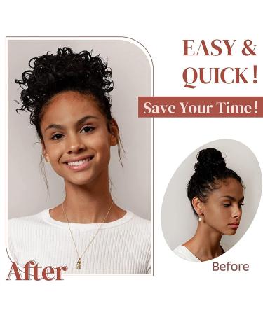 Rpeixya Hair Part Bun with Elastic Cord - Stylish Gray-Brown Ponytail Chignon for Women | Lure Dutt Curly Shaft Accessory - Buy Online on GoSupps.com