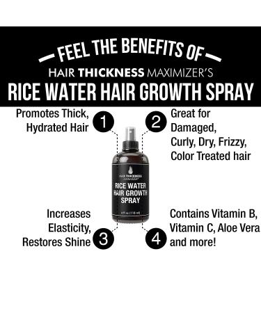Vegan Rice Water Hair Growth Spray with Vitamin B, C, Aloe Vera - For Men and Women. Hydrating Volume Boost, Leave-In Mist for Dry, Frizzy Hair - Unscented - Buy Online on GoSupps.com