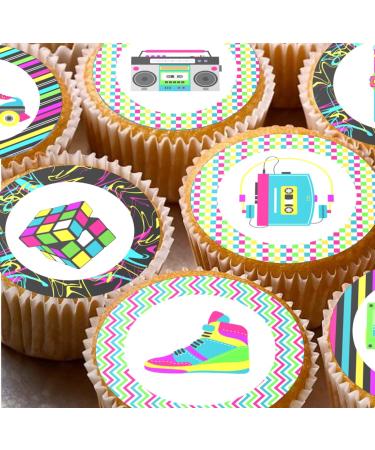 80s 80's 1980's 1980 1980s Eighties 23 edible PRE CUT style kids childrens party decorations Wafer Paper Cupcake Fairy Cake Toppers