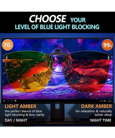 Clip-On Blue Light Blocking Glasses for Prescription Glasses - Fit Over for Computer TV & Gaming - A-Flip-Up Big Square Dark Amber (99 - Buy Online on GoSupps.com