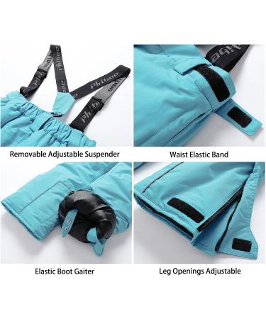 PHIBEE Girls' Blue Waterproof Snow Ski Pants - Size 8 | Windproof & Breathable Polyester - Buy Online on GoSupps.com