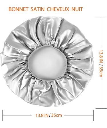 AliLeader 2Pcs Silk Hair Bonnet for Sleeping - Black+Silver - Buy Online on GoSupps.com