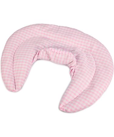 Premium Organic Neck Pillow with Stand-Up Collar | Pink & White Rapeseed Heat Pad - Ultimate Comfort for Travel & Relaxation - Buy Online on GoSupps.com