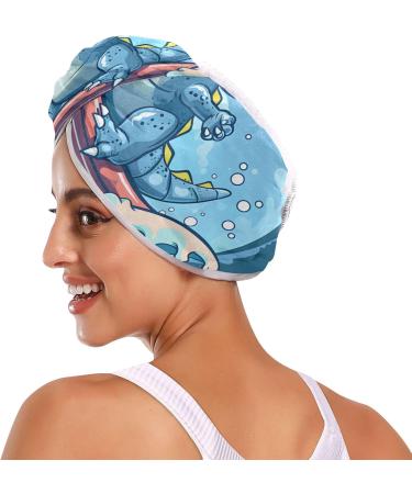 Cute Cartoon Dinosaur Hair Towel 2 Pack | Super Absorbent Quick Dry Hair Turbans for Women & Girls - Buy Online on GoSupps.com