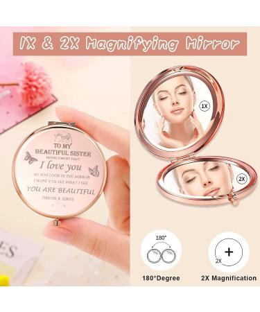 HYOUCHANG 2Pcs Sister Gifts- Compact Makeup Mirror in Rose Gold | Bridesmaid Gift - Birthday, Valentines Day, Graduation, Thanksgiving or Christmas Gifts for Best Sister Friend - Buy Online on GoSupps.com