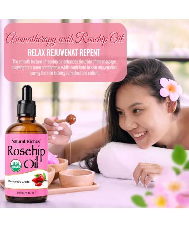Natural Riches Organic Rosehip Seed Oil - 100% Pure Cold Pressed Unrefined Non-GMO Carrier Oil for Skin Hair & Nails - 4 fl oz - Buy Online on GoSupps.com