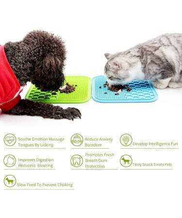 Dog Licking Mat with Suction Cups | BPA-Free Silicone for Anxiety Relief | Slow Feeder & Grooming Mat in Green & Blue - Buy Online on GoSupps.com