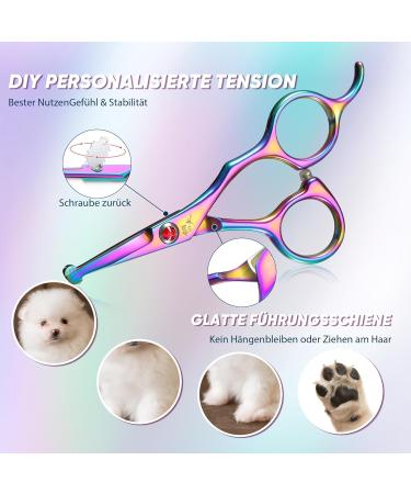 DRGSKL Small Dog Care Scissors - Professional Safe Round Point Detail Trim - Japanese Stainless Steel 440C - Perfect for Dogs & Cats - Rainbow Edition - Buy Online on GoSupps.com