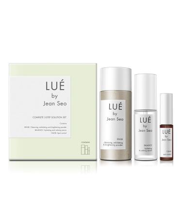 SKIN SOLUTION SET a THREE Step Solution for All Skin Types Includes Lue by Jean Seo ERASE exfoliant BALANCE Hydrating Serum and CLEAR Spot Control