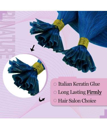 Runature Blue Hair Extensions 55cm Real Hair Bonding Extensions | 25 Strands 25g Keratin U-Tip - Perfect for International Shipping - Buy Online on GoSupps.com