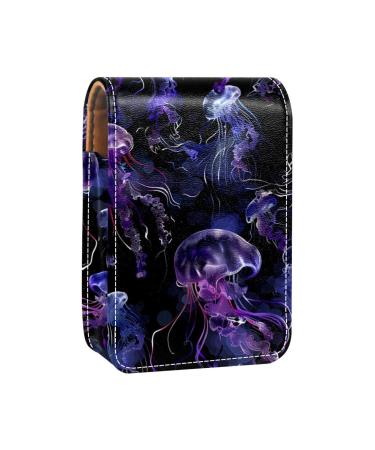 Travel Lipstick Organizer Case Lipstick Case Portable Makeup Bag With Mirror Fantasy Ocean Purple Jellyfish B137z4xmwj