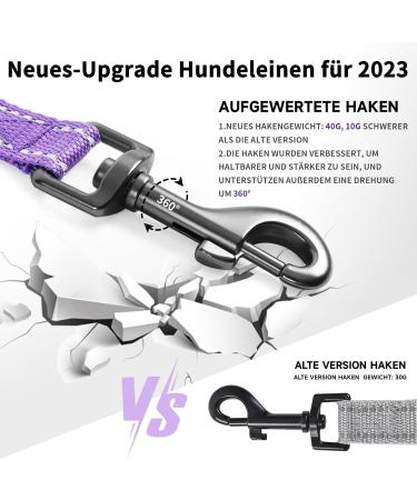 Demigreat Reflective Dog Leash - 3m/5m/10m/15m/20m | Robust Training Leash with Padded Handle for Small to Large Dogs - Violet - Buy Online on GoSupps.com