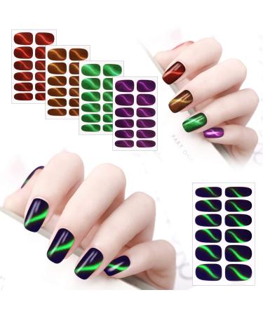 MWoot 16 Leaf Glitter Nail Stickers | Self-Adhesive Nail Art & Cat Eye Designs | DIY Manicure Decoration - Buy Online on GoSupps.com