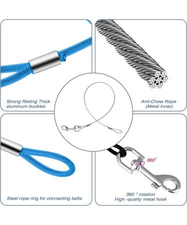 2 Pack Chew Proof Dog Leash Extension Metal Cable Lead Non-Tangle Connect Leash for Any Leash Heavy Duty Dog Leash Extender for Collar & Harness (Black+Blue) - Buy Online on GoSupps.com