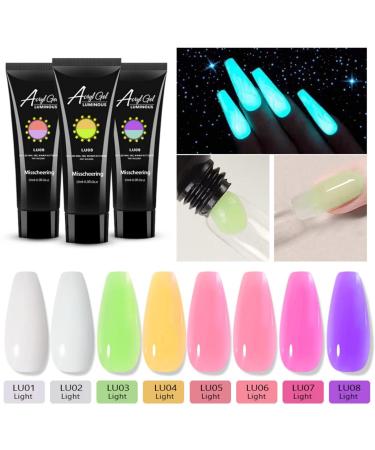 Jascherry 8 Colors Neon Light Poly Nail Gel - Fluorescent Acrylic Nail Extension Gel for Beginners - Bright Builder Gel for Stunning Nail Designs - Buy Online on GoSupps.com