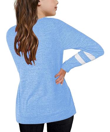WHVFSSG Teen Girls Soft Striped Long Sleeve Tunic Top | Casual Crewneck Pullover Sweatshirt | 1-blue, Size 12-13 Years - Buy Online on GoSupps.com