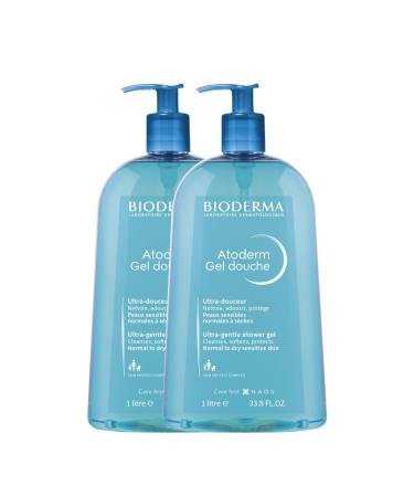 PARAVOSTRA Atoderm Shower Gel | Gently cleanses softens and protects | Very good tolerance | Natural bluish color | Creamy lathering gel | Made in France | Pack of 2 x 1L