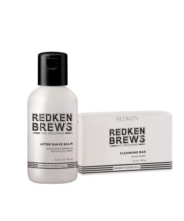 Redken Brews Cleanse Bar For Men, Soap For Face and Body, 5 Oz. Cleanse Bar & After Shave Balm Bundle