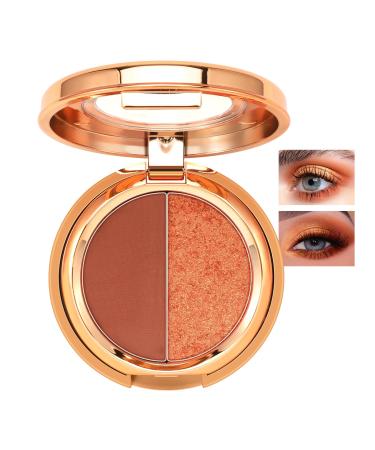Boobeen Blendable 2 Color Eyeshadow Matte Shimmer Metallic Eye Shadow Powder High Pigment Eye Makeup Palette Natural Colors Nude Eyeshadow Long Lasting 01#
