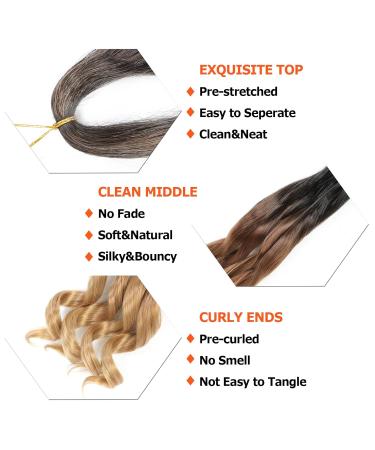 Dt Cheryl 24 Inch French Curls Braiding Hair - 8 Pack Pre-Stretched Curly Hair Extensions (1B/30# 1B/30/27#) | Loose Wave Synthetic Braids 75g - Buy Online on GoSupps.com