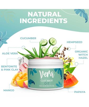 Vera Pink Healing Earth Mask with Aloe Vera & Hemp Seeds - Anti-Pimple Clay Mask for Healthy Skin | 100ml - Buy Online on GoSupps.com