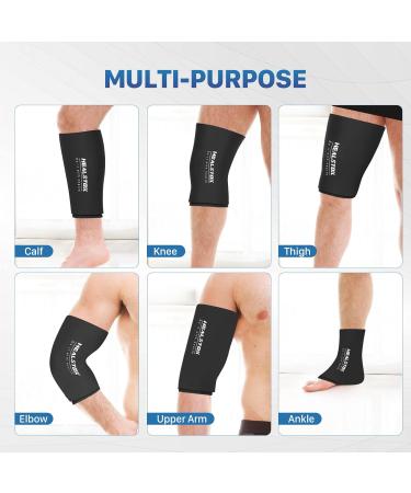 Freeze Sleeve Ice Pack for Elbow & Knee - Reusable Flexible Gel Wrap for Hot & Cold Therapy - Pain Relief for Tendonitis, Tennis Elbow, Arms, Thighs, Calves - Black - Buy Online on GoSupps.com