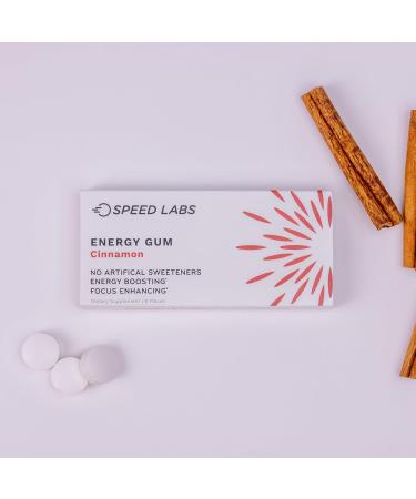 Cinnamon Natural Caffeine Energy Gum - 25mg Caffeine Sugar Free Gluten Free 48 Pieces (6 Packs) - Boost Energy with Taurine & B Vitamins - Buy Online on GoSupps.com
