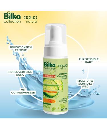  Bilka Collection Aqua Natura Micellar Cleansing Mousse - Daily Facial Cleanser with Natural Cucumber Water for Hydration and Pore Shrinking - 140ml - Buy Online on GoSupps.com