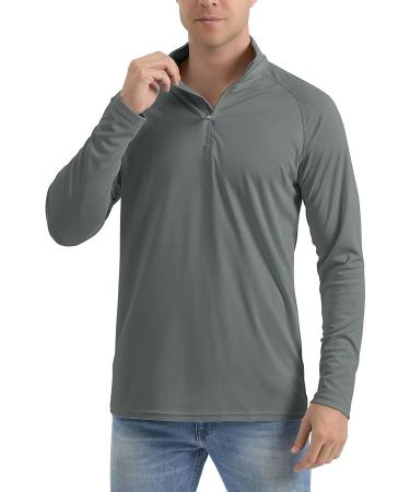 MAGCOMSEN Men's UPF 50+ Long Sleeve Quarter Zip Sun Shirt - Dark Grey Large - Buy Online on GoSupps.com