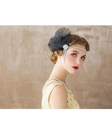 SWEETV Flapper Headband - Great Gatsby Inspired Feather & Rhinestone Headpiece - Buy Online on GoSupps.com