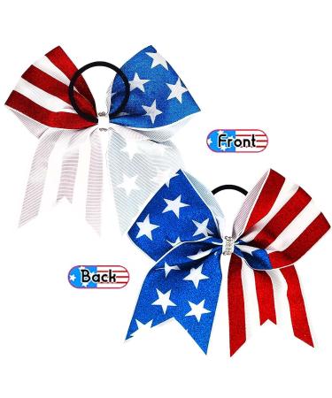 WeePaww Patriotic Cheer Hair Bows Set - 4th of July Glitter America Flag Design - 6Pcs - Buy Online on GoSupps.com